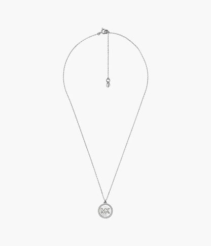 Michael Kors MK Pavé and Mother-of-Pearl Logo Pendant Necklace Gen New RRP $325