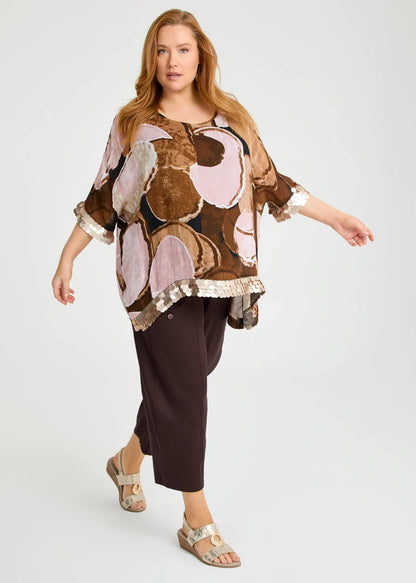 Taking Shape Sheer Bliss Natural Top with Sequins Plus Size 22 New RRP $160