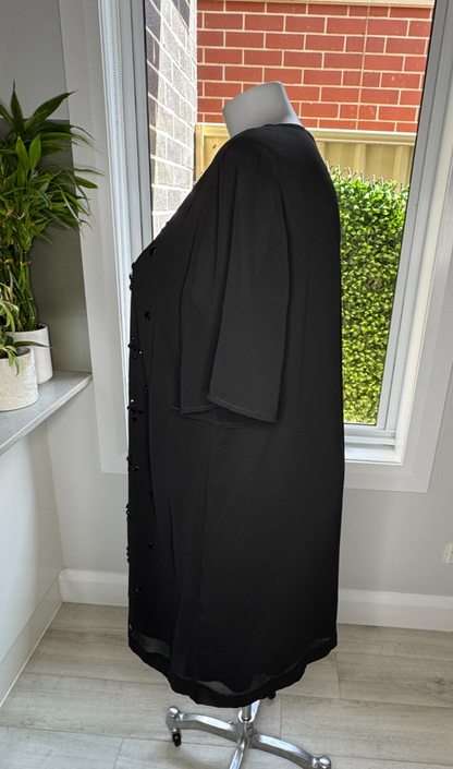 MySize Black Beaded Dress – Plus Size Evening Cocktail Plus Size S 16 RRP $130