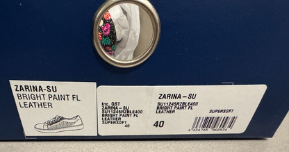 Diana Ferrari Zarina Bright Paint Floral Leather Sneakers New Size 40 RRP $170