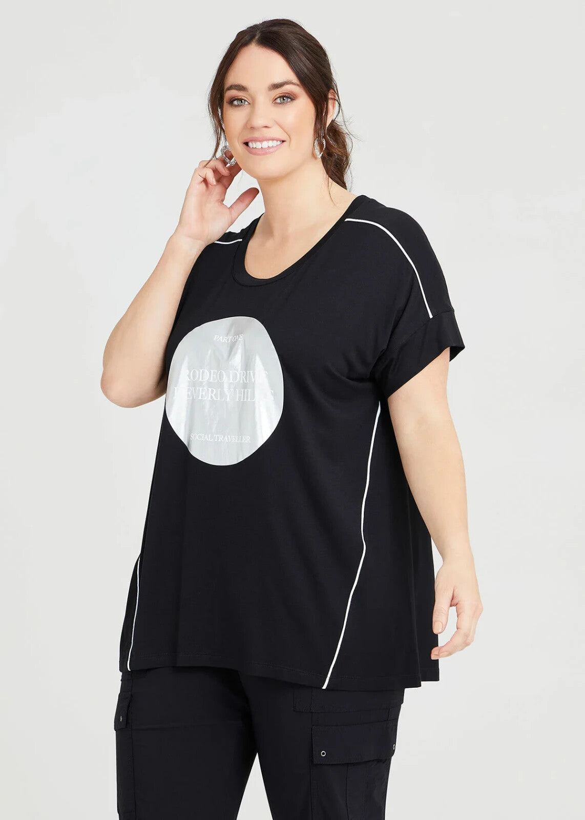 Taking Shape Bamboo Silver Foil Print Top Plus Size XS (14-16) New RRP 109