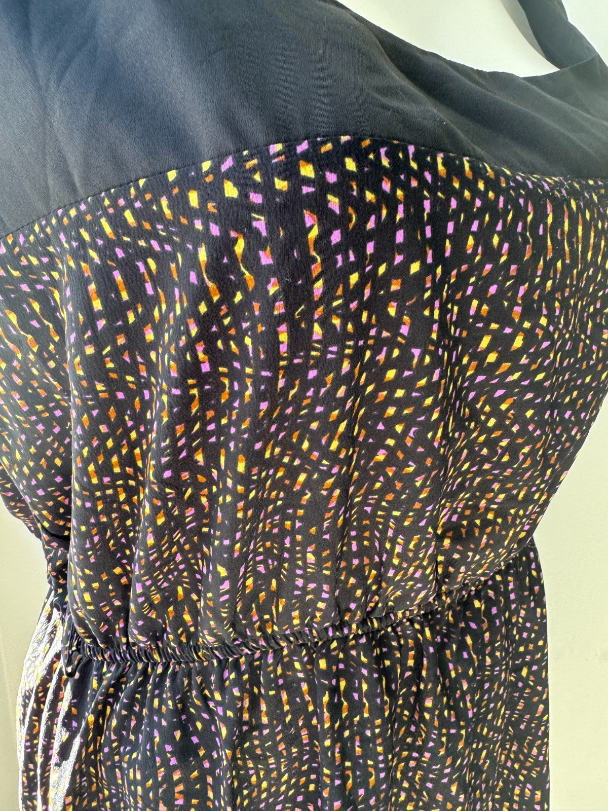 City Chic Slip On Summer Dress Black Purple & Yellow Size L Plus 20 light & Cool
