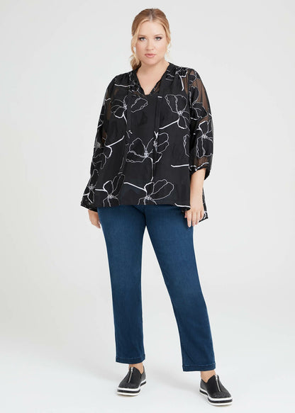 Taking Shape Midnight Poppy Chiffon Top Plus Size 14 New RRP 159
