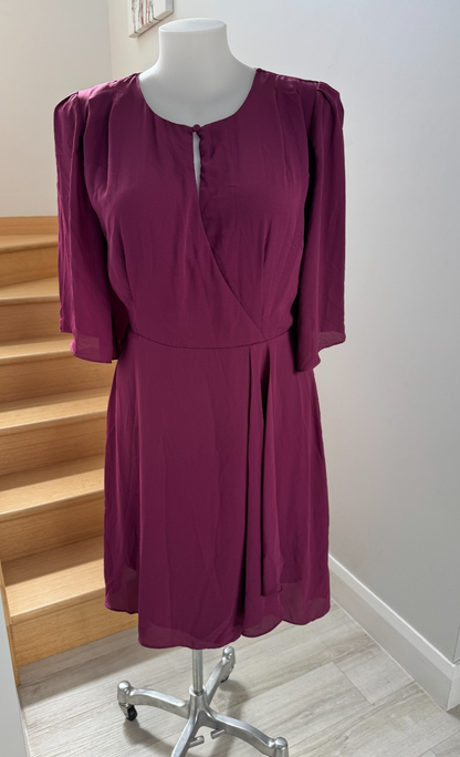 🌹 City Chic Women’s Jolie Wrap Dress – Wine – Size S Plus 16 RRP: $120 NEW