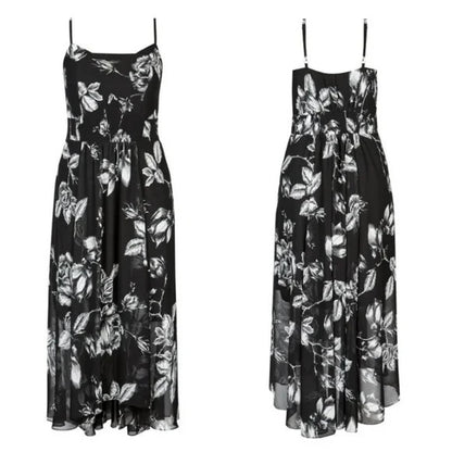 City Chic Mono Rose Maxi Dress Black/White Plus Size XL 22 New RRP $159