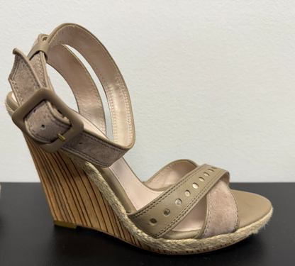 MIMCO All Leather Flatform Wedge Heels Sandals - Tan - EU 40 / AU 9 As New