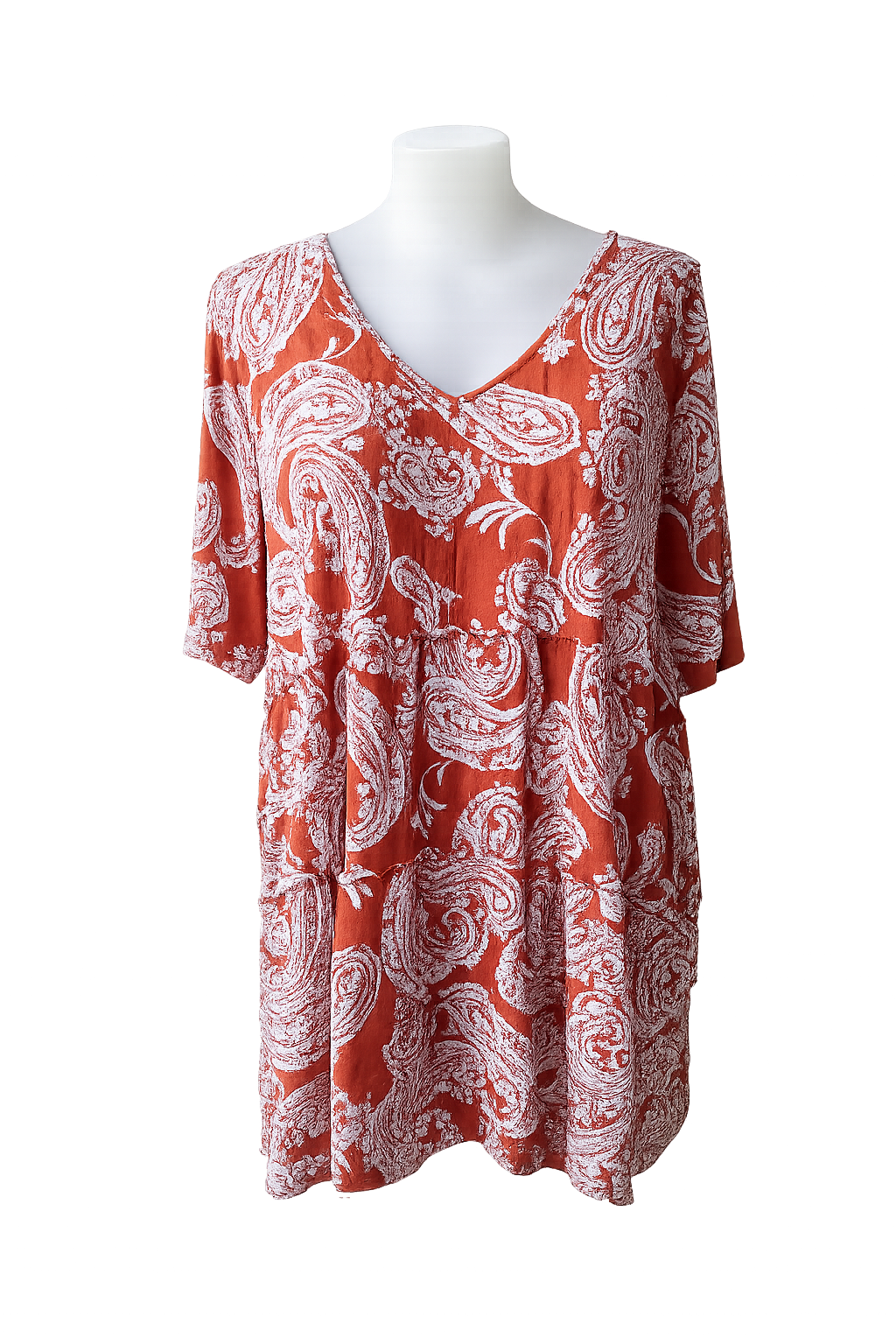 Taking Shape Aster Crush Boho Top Paisley Print Plus Size 20 Non Iron