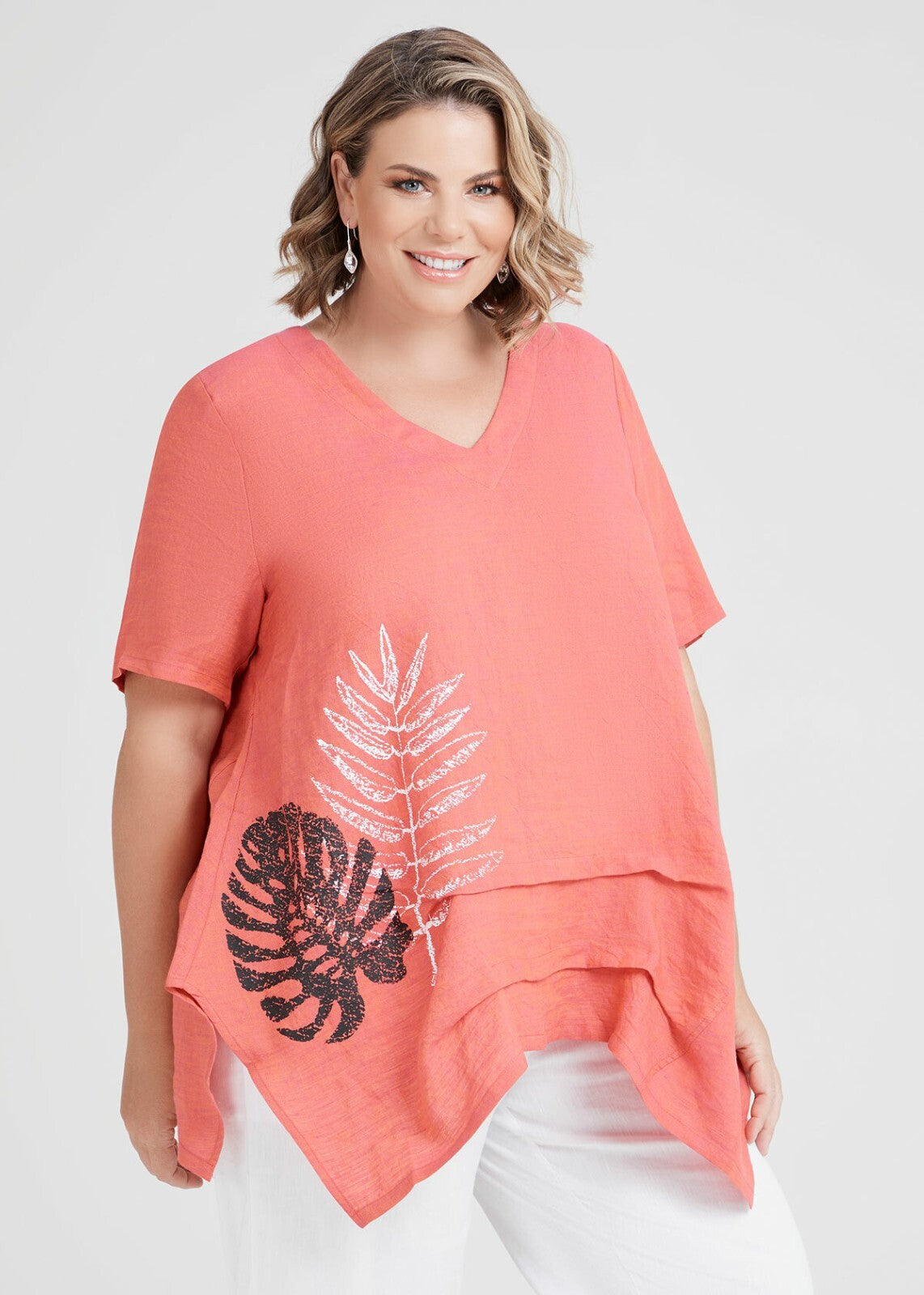Taking Shape Jardin Linen Tuck Tunic Plus Size 12 New RRP $159 NEW