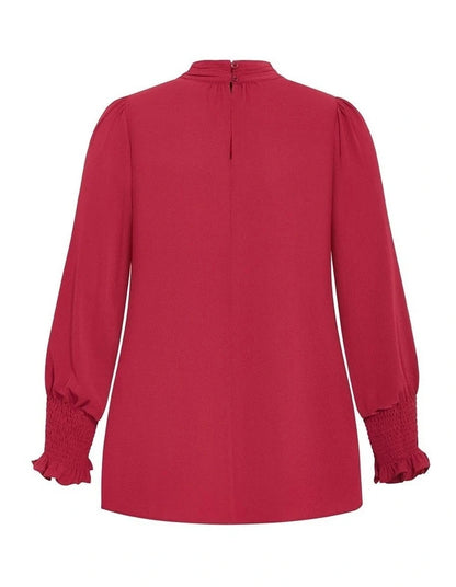 City Chic Iris High Neck Long Sleeve Top Ruby Red XXL Plus size 24 New RRP $90