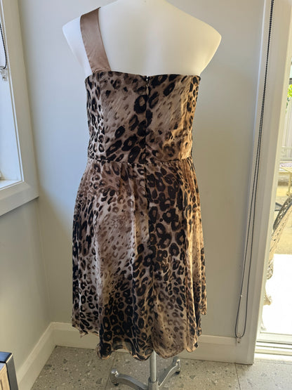 City Chic 🌟 Leopard One Shoulder Dress Beaded Waist Detail Plus Size L 20