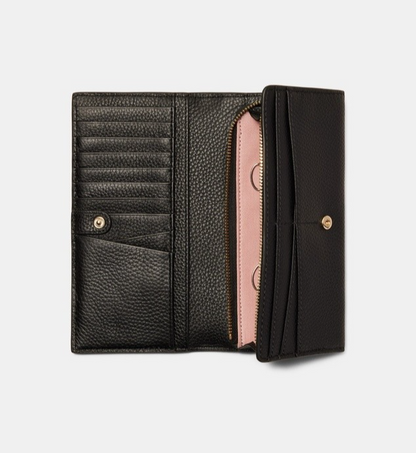 Mimco Black Leather Drift Large Zip Wallet As New rrp $199 Genuine Leather