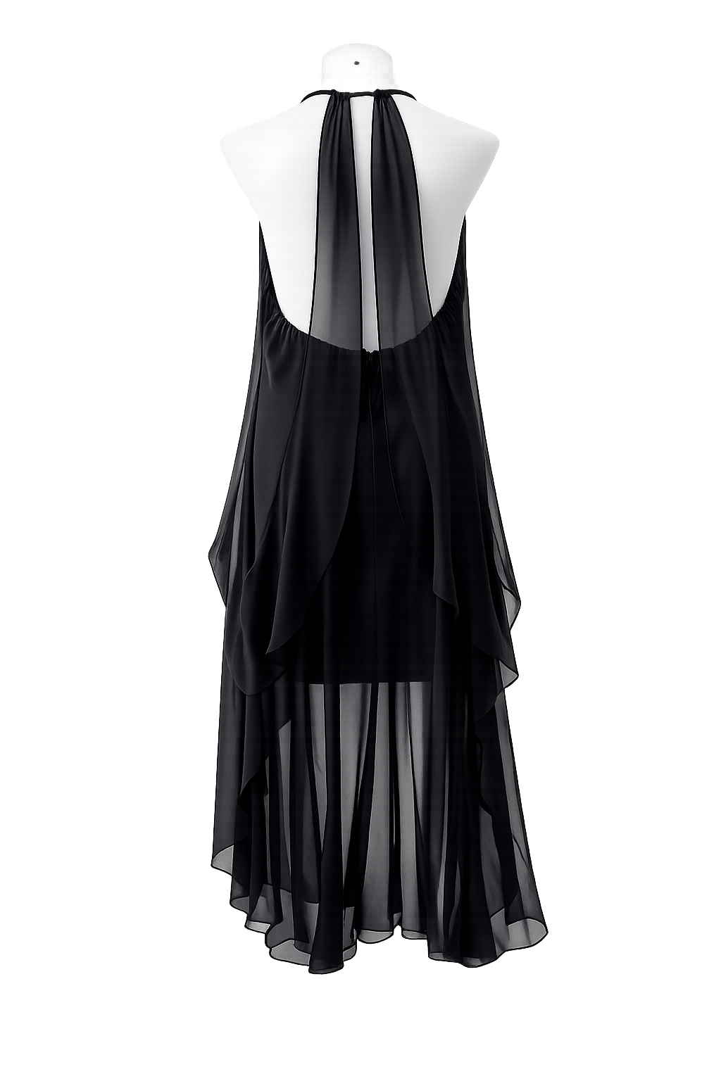 City Chic Black Halter Dress High Low Chiffon Layered Evening Plus Size L 20