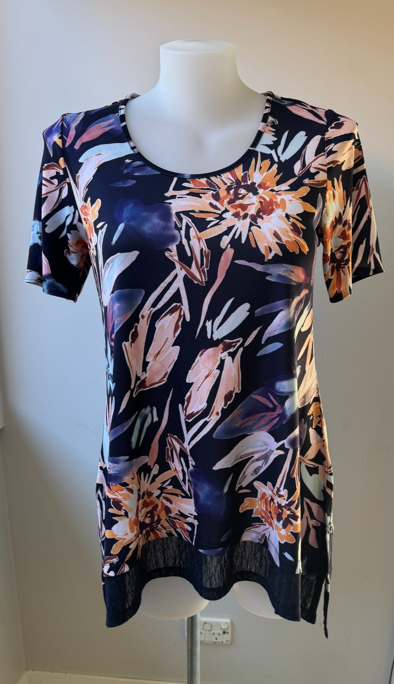 Taking Shape Blue Floral Easycare Top XXS Plus Size 12-14 As New