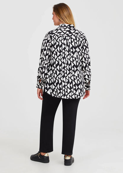 Taking Shape Natural Aztec Print Shirt Black & White RRP $140 New with Tags 12