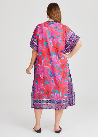 Taking Shape Long Printed Poncho Plus Size 14-18 Bright & Cool for Summer RRP$90
