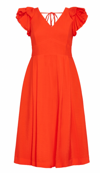 City Chic Carla Ruffle Midi Dress Plus Size XL 22 Bold Flare Satin Lined
