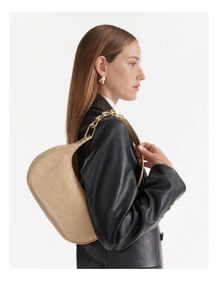 MIMCO Metropolis Gold Shoulder Bag & Pouch Brand New Genuine RRP $200