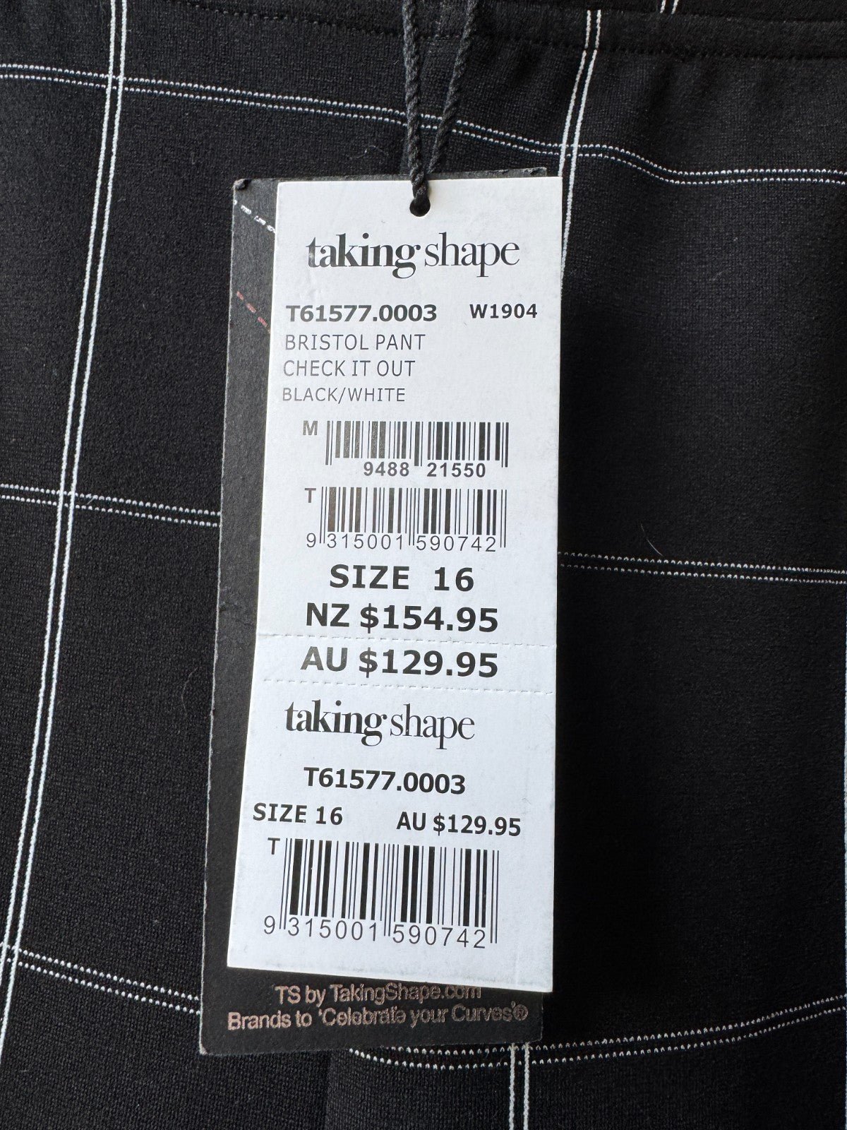 Taking Shape Bristol Pants in Black/White Ponte with pockets 16 New RRP $149