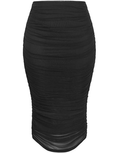 City Chic Isabell Ruched Midi Skirt in Black 3XL Plus size 26 New RRP $90