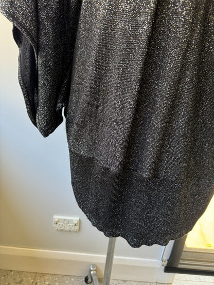 City Chic Black/Silver  Metallic Lurex Knit Top/Dress Size XL 22 Shimmer Party
