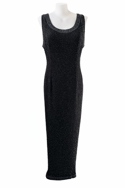 Eve Hunter ✨Beaded Silk✨Evening Gown Size 20 Black Formal Long Dress Sleeveless