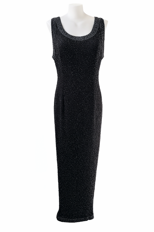 Eve Hunter ✨Beaded Silk✨Evening Gown Size 20 Black Formal Long Dress Sleeveless