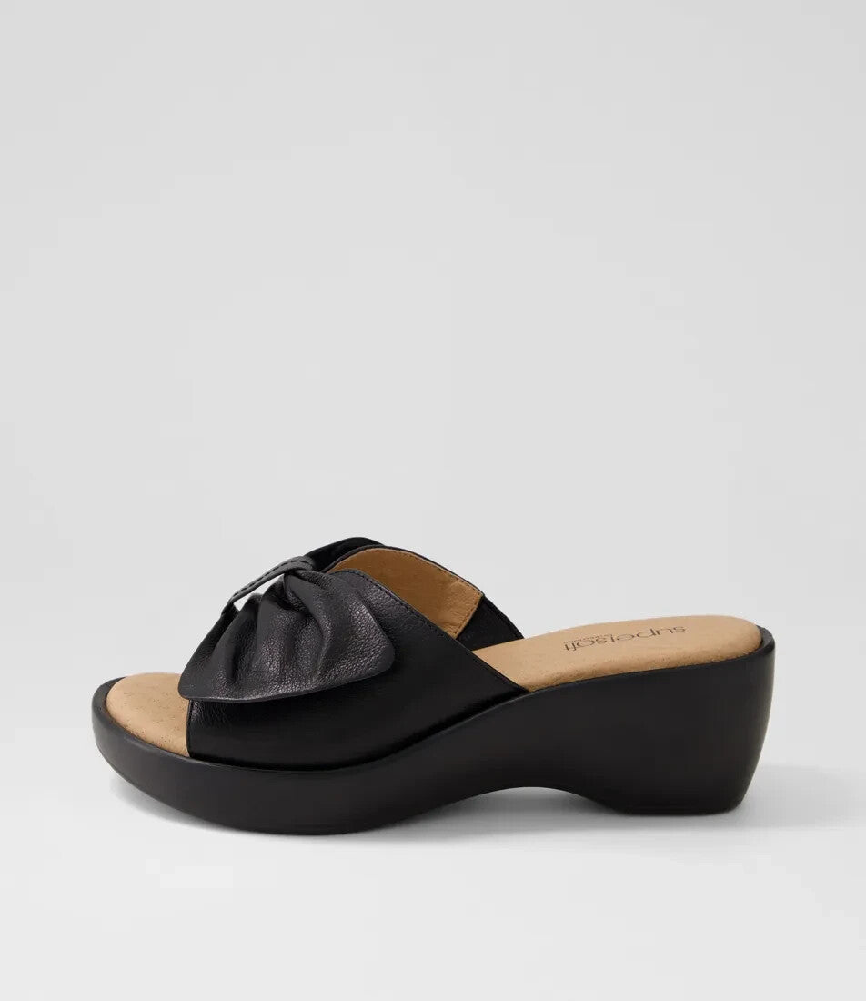 Diana Ferrari Supersoft Blessed Black Leather Slides 40C US 10 RRP $150