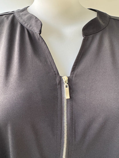 My Size Spring Fling Zip Top XL 24+26  Black 3/4 Sleeve Stretch Top New RRP $90