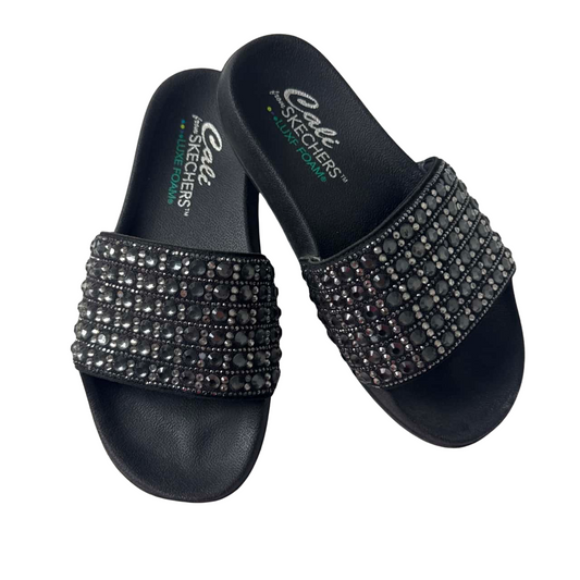 Skechers Cali Everyday Glam Black diamanté Slides US 10 New without Box RRP $80