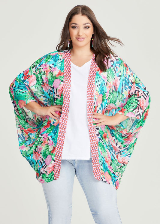 TAKING SHAPE Pineapple Cape Kimono - One Size BNWT $60 RRP Stunning Accessorie