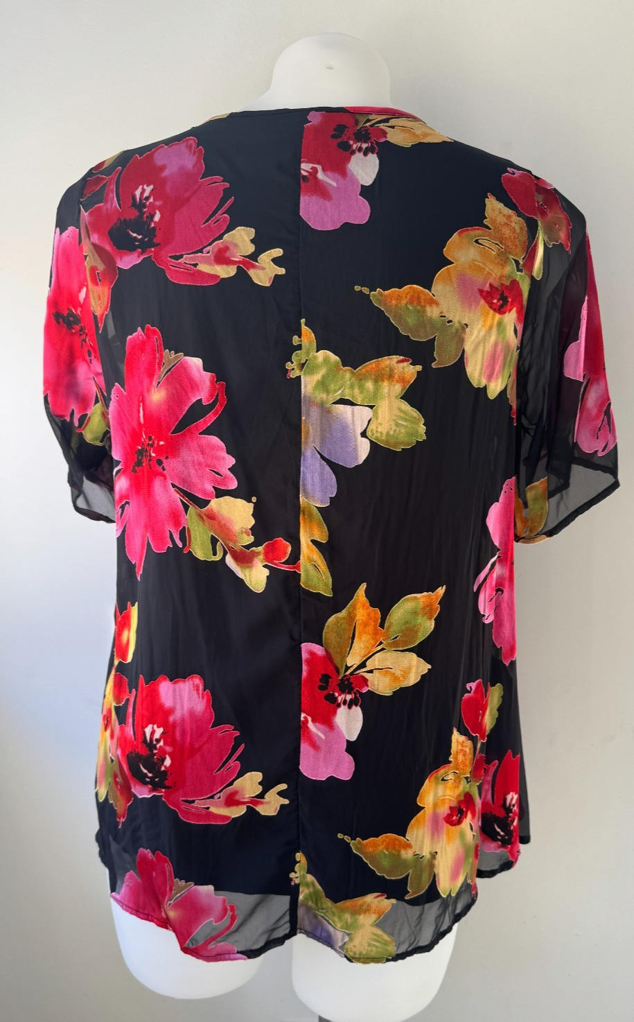 Taking Shape Bouquet Satin Burnout Top Plus Size 14 Floral Blouse 🖤 Stunning 🖤