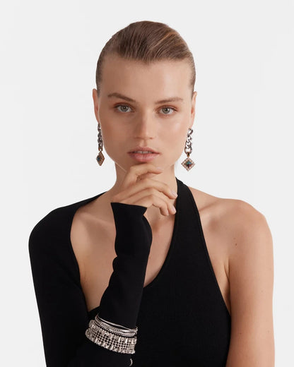 MIMCO Space Dust Drop Earrings Gold/Silver  RRP $129  Genuine, New + Dust Bag
