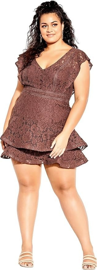 CITY CHIC Sienna Dress in Mocha Brown Plus Size XL/22 NWT [RRP $159.95]