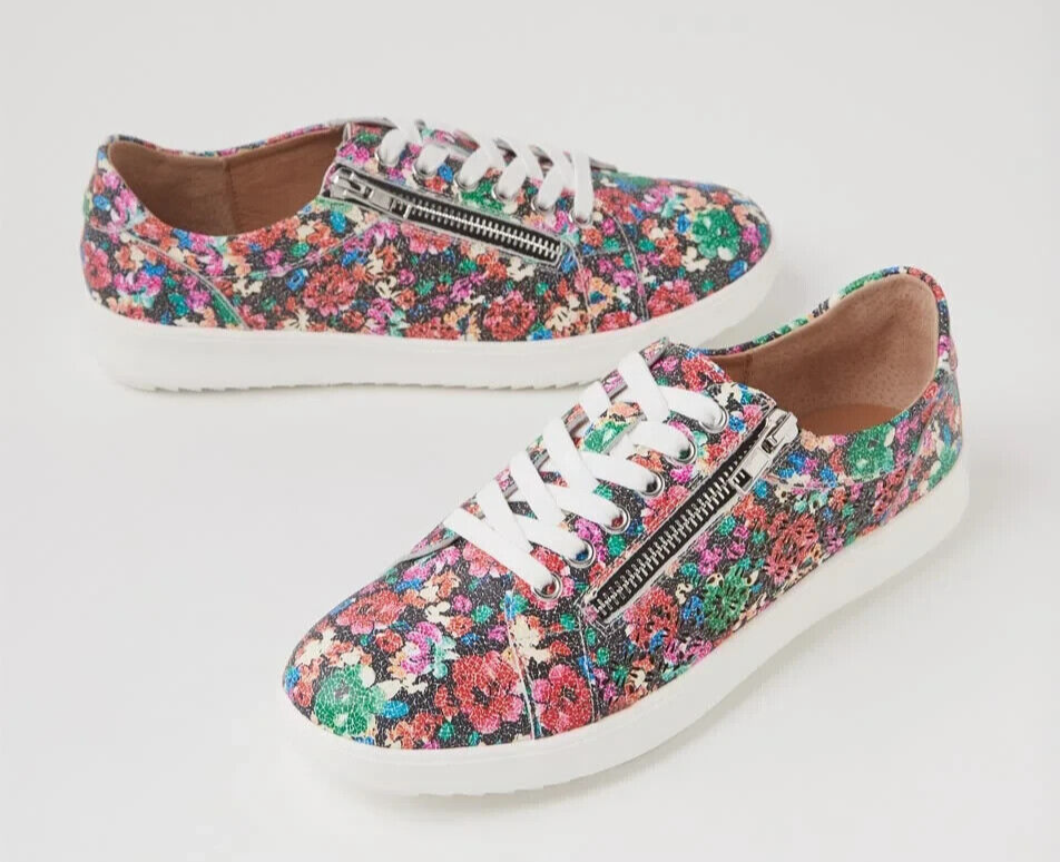 Diana Ferrari Zarina Bright Paint Floral Leather Sneakers New Size 40 RRP $170