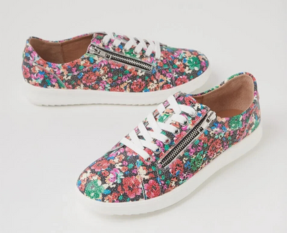 Diana Ferrari Zarina Bright Paint Floral Leather Sneakers New Size 40 RRP $170