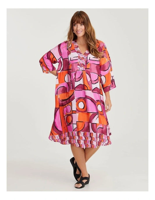Taking Shape Postcards Natural Dress in Multi Size 24 RRP $149 🌸New with Tags