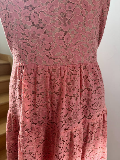 City Chic Sweet Kiss Dress pink lace overlay Lined Plus Size 14 RRP $140 As New