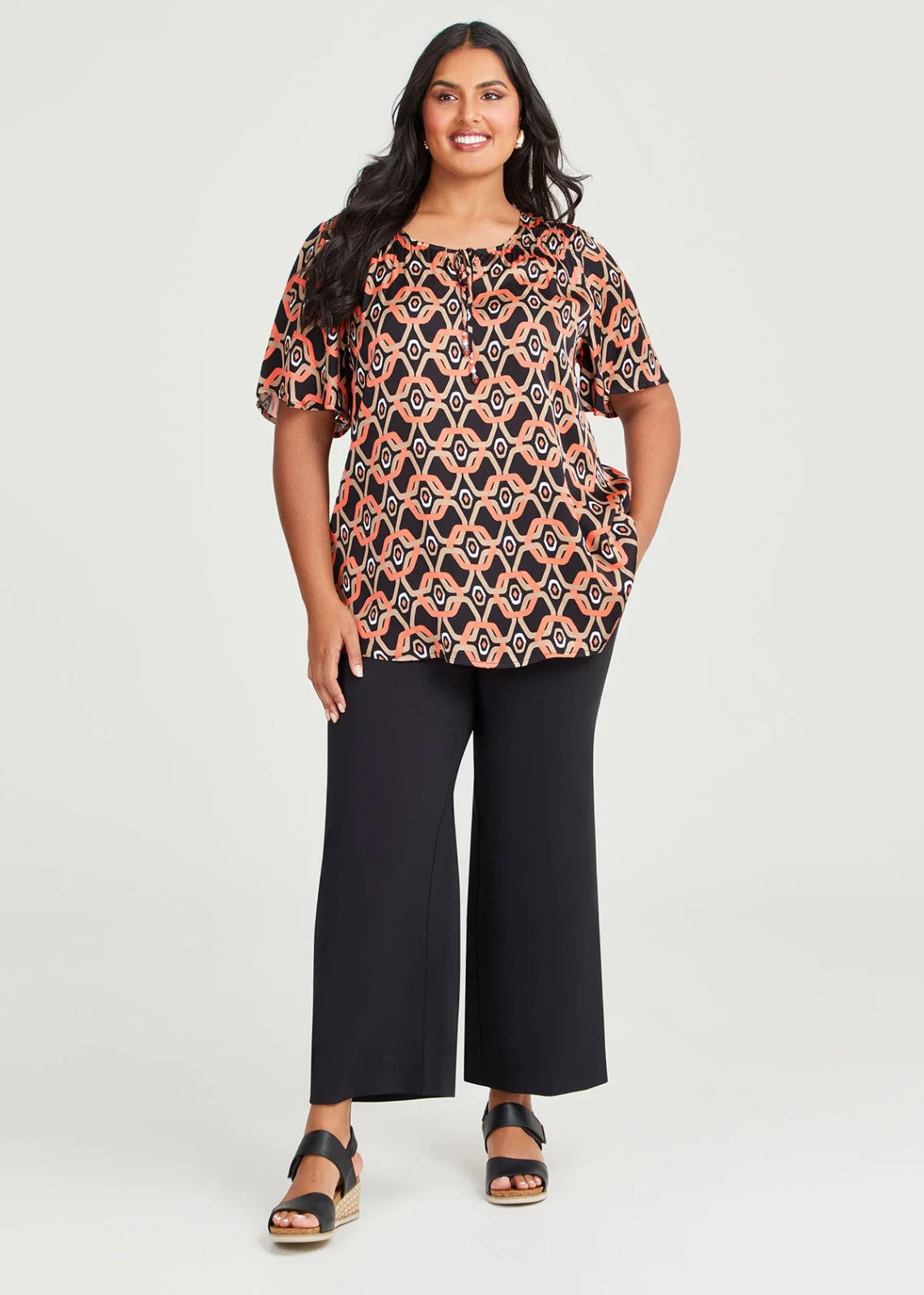 Taking Shape Geo Satin Natural Tunic Plus Size 12 NEW RRP $140 Stunning