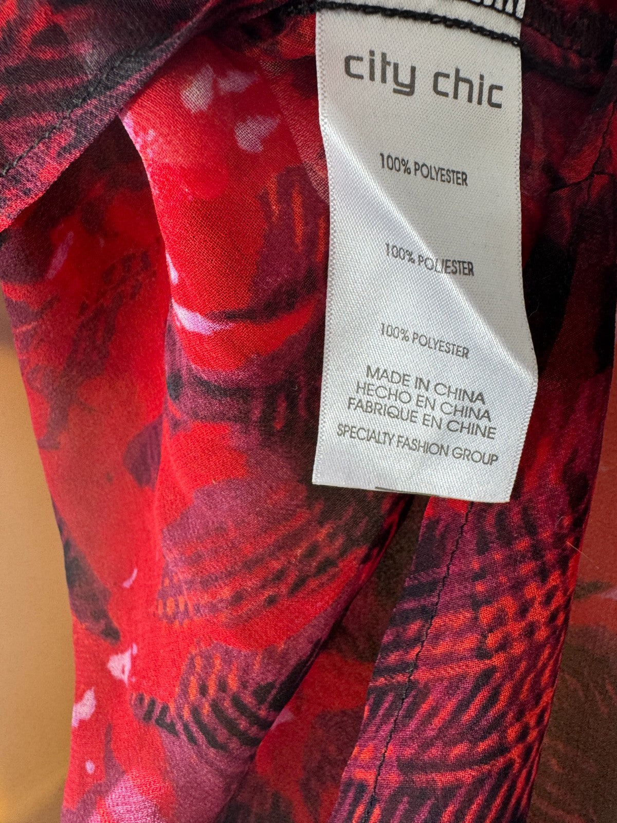 City Chic Red Black Sheer Button Shirt Longline 🖤 Plus Size 16 (S) 🖤
