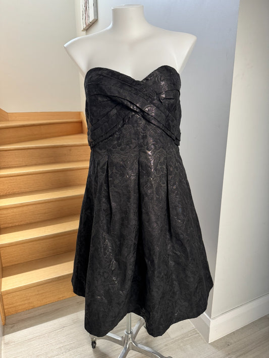 City Chic Black Strapless Jacquard Cocktail Dress – Satin & Tulle Lined XL 22