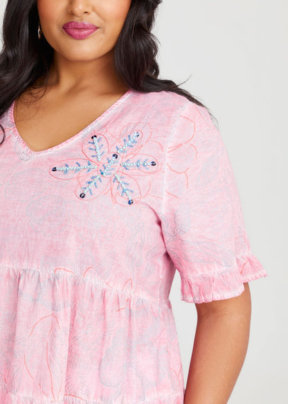 Taking Shape Cotton Pigment Foil Beaded Top Plus Size 16 New with Tag RRP $140