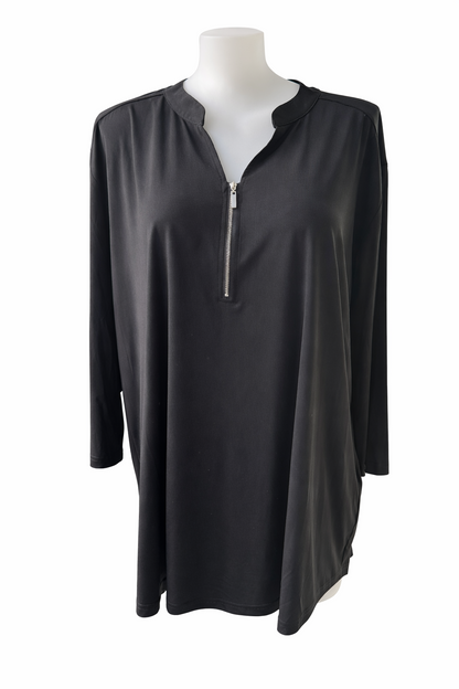 My Size Spring Fling Zip Top XL 24+26  Black 3/4 Sleeve Stretch Top New RRP $90