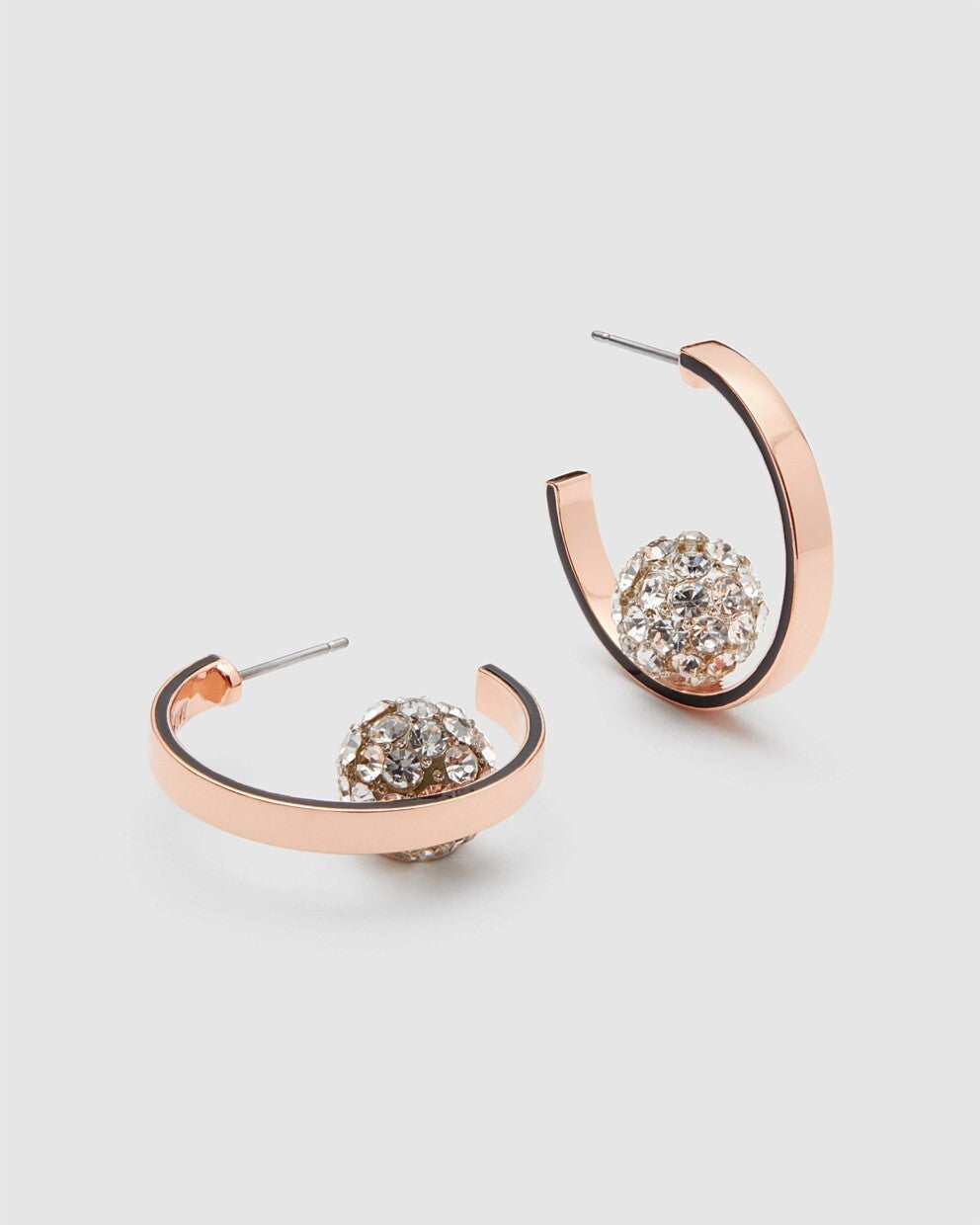 Mimco New Genuine Carnaby Hoop Rose Gold & Black Earrings + Dust Bag RRP $89.90