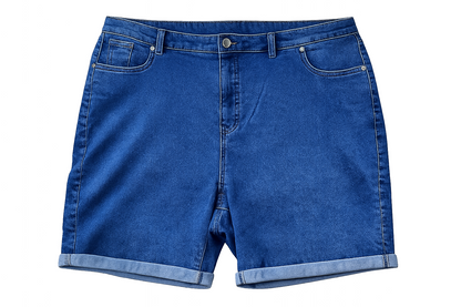 BeMe Mid Wash Denim Shorts ROLL HEM with Cuffs Size 26 NEW RRP $79.99 Stretch