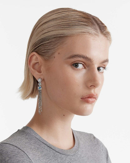 MIMCO City Scape Drop Earrings Silver  RRP $99 Genuine New + Dust Bag