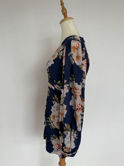 Showpo Latiana Ruched Plunge Neck Mini Dress Floral Plus Size 20 NEW RRP $120