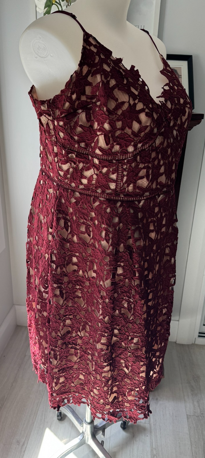 City Chic *So Fancy*  Dress Burgundy Lace as New - Plus Size 20 -  RRP $170
