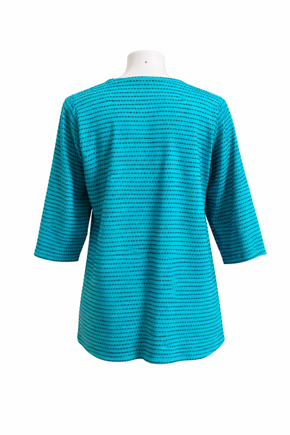 Taking Shape Plus Size 20 Blue & Green Cotton Top Relaxed Fit 3/4 Sleeve As New
