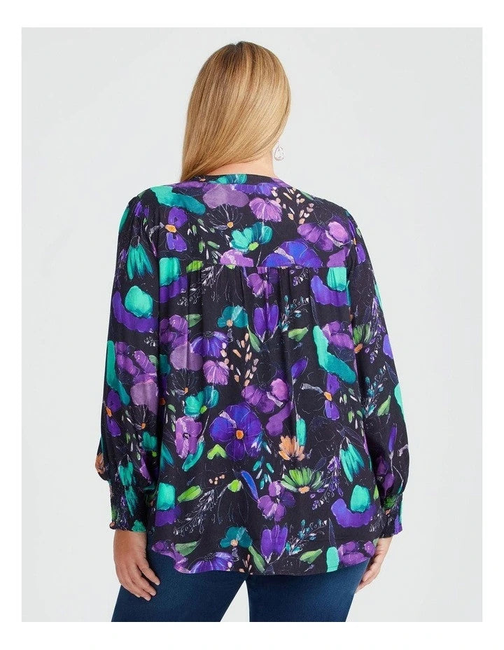 Taking Shape Natural Etched Floral Button Top   Plus Size 24 RRP $140 New