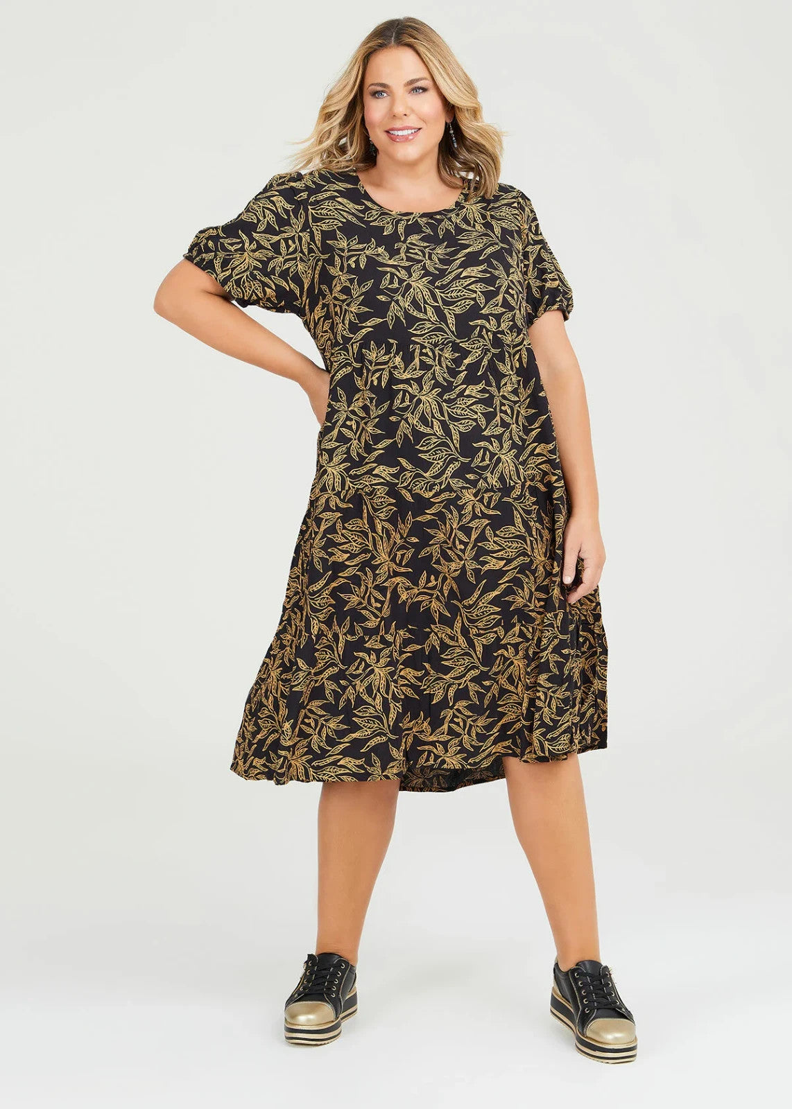 Taking Shape Natural Golden Tiered Dress Plus Size 20 🖤 Cool 🖤 RRP $150